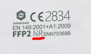 CE 2834 EN 149:2001+A1:2009 FFP2 NR - Certificate No. CE-PC-200324-094-01-9B